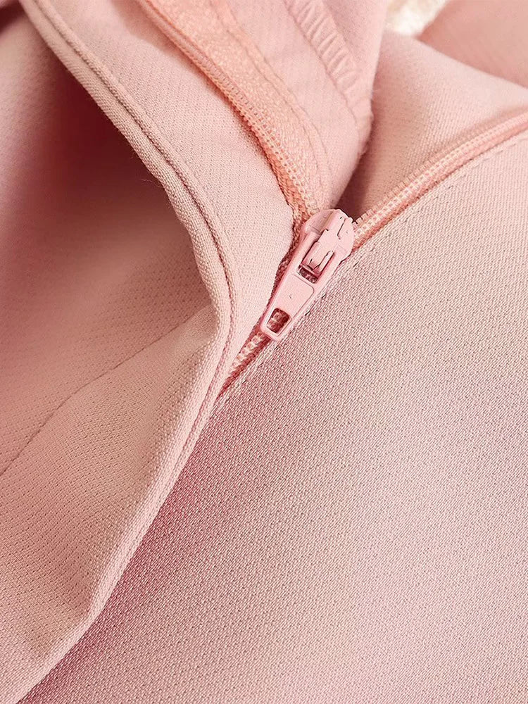 Conjunto Feminino de Alfaiataria Colete e Calça Rosa Claro