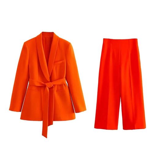 Conjunto Elegante Blazer 2 pcs Blazer e Calca Nobrelo de cor Laranja 