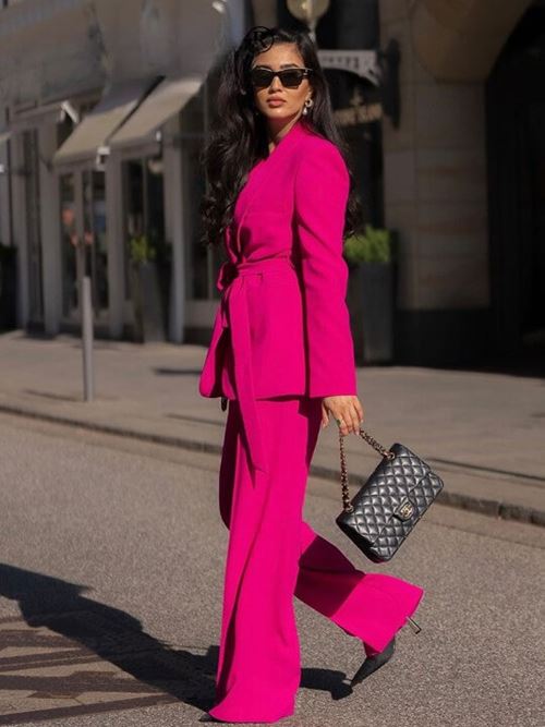 Conjunto Elegante Blazer 2 pcs Blazer e Calca Nobrelo de cor rosa 