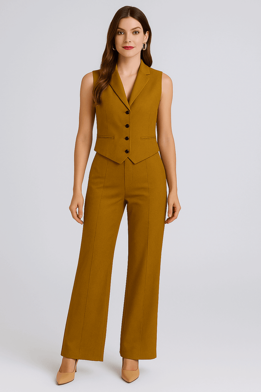 O Conjunto Feminino de Alfaiataria Colete e Calça Cáqui foi pensado para mulheres que valorizam elegância com atitude. Com um design contemporâneo e acabamento refinado, ele é ideal para composições versáteis, que transitam facilmente entre o look executivo e o estilo fashion.