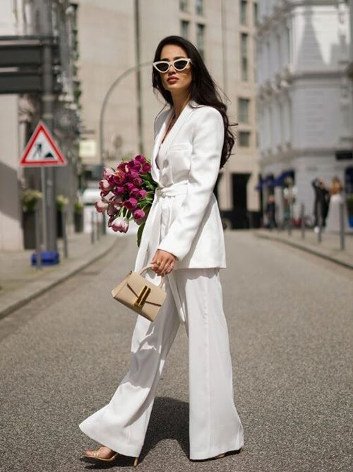 Conjunto Elegante Blazer 2 pcs Blazer e Calça Nobrelo de cor Branco