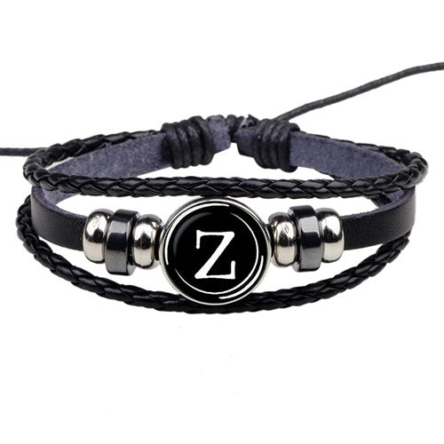 Pulseira de couro com letra inicial do nome Z - Venha conferir em nosso site