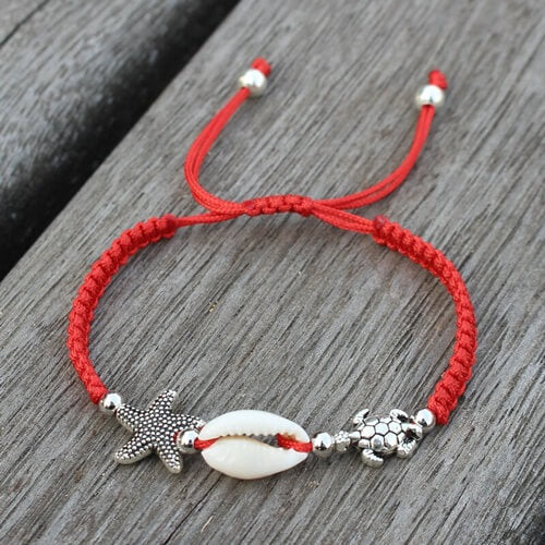 Pulseira estilo praia, cores que combina com o seu biquíni. Cor da Pulseira Vermelho